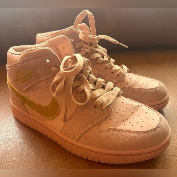 Nike Air Jordan 1 Mid SE GS Coral Stardust 5Y Women’s 6.5 Pink Gold - Picture 3 of 9